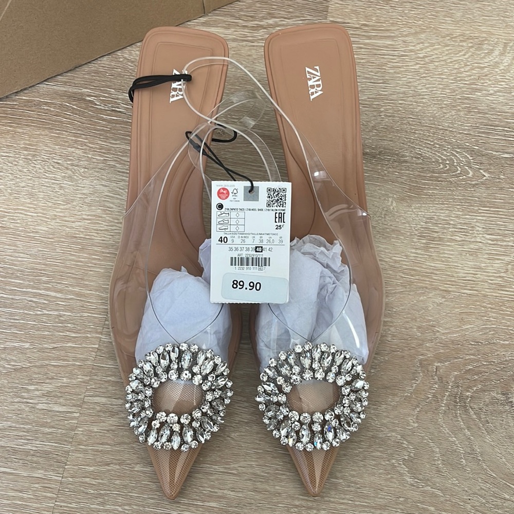 Zara Embellish Vinyl Heel Clear